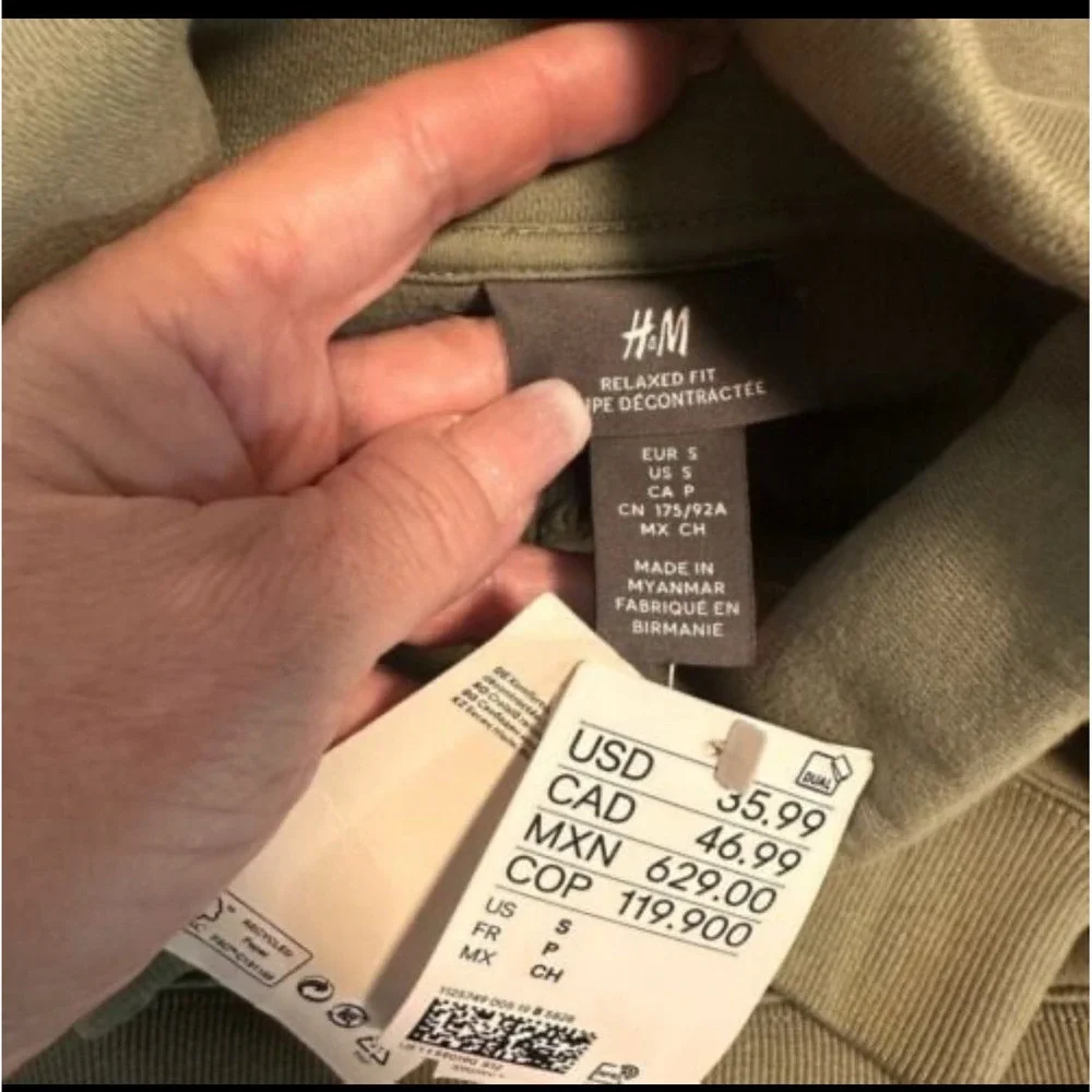 H&M Relaxed‎ Fit Sweatshirt Olive Green NWT